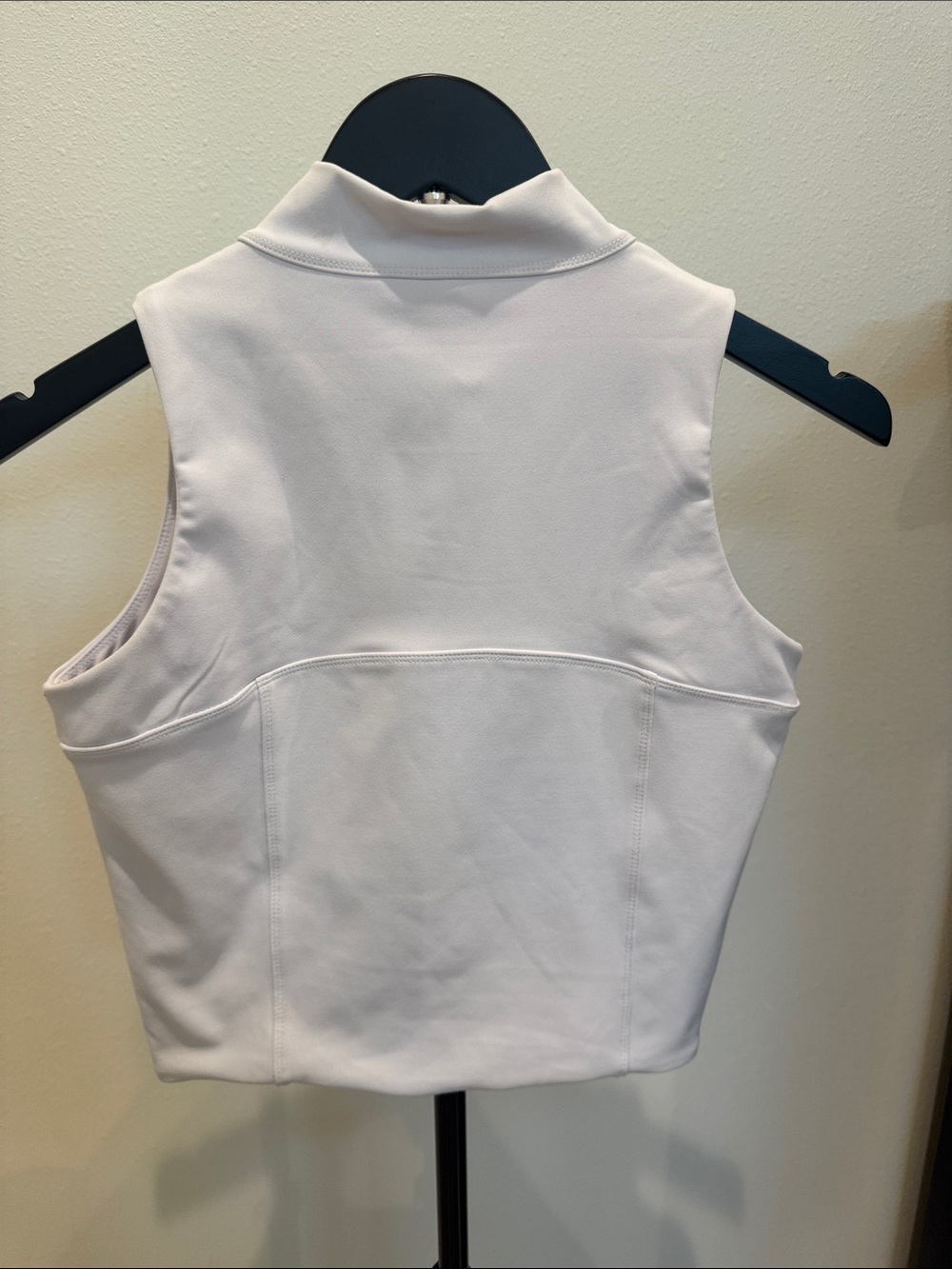 Sleeveless Mock-Neck Zip Crop Tank Top in Light Cream - Picture 5 of 6